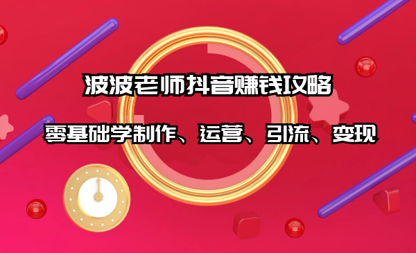 波波老师抖音赚钱攻略：零基础学制作、运营、引流、变现（全套课程） ...插图