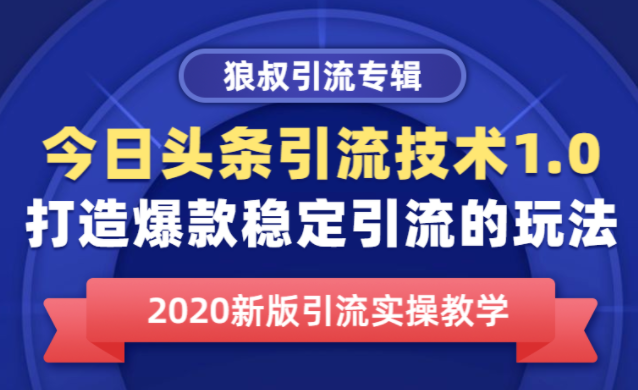 狼叔今日头条引流技术1.0，打造爆款稳定引流的玩法，快速获得平台推荐...插图