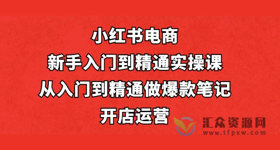 小红书电商新手入门到精通实操课，从入门到精通做爆款笔记，开店运营插图