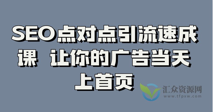 SEO点对点引流速成课 让你的广告当天上首页插图