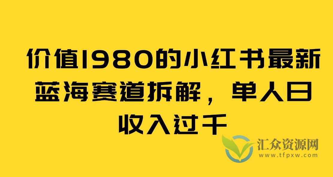 外面收费1980的小红书最新蓝海赛道，虚拟资源都是纯利润，单人日收入过千插图